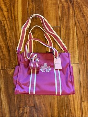 Juicy Couture Hot Pink Canvas Tote with White-Trim Straps